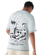 Bewakoof Air 1.0 Mens Graphic Print Oversized Fit Half Sleeve Round Neck Cotton Slub T-Shirt_648713_Grey_M