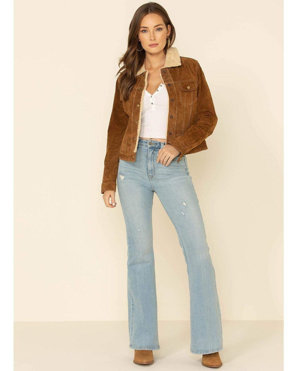 FAUX SHEARLING JEAN JACKET