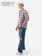 The Souled Store Plaid: Red/White Long Sleeve Collared Neck Button Down Cotton Relaxed Fit Shirts for Men and Boys - Classic and