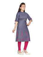 Aarika Girls Cotton Regular Tunic Shirt (KURTI-K-42_Blue_14 Years-15 Years)