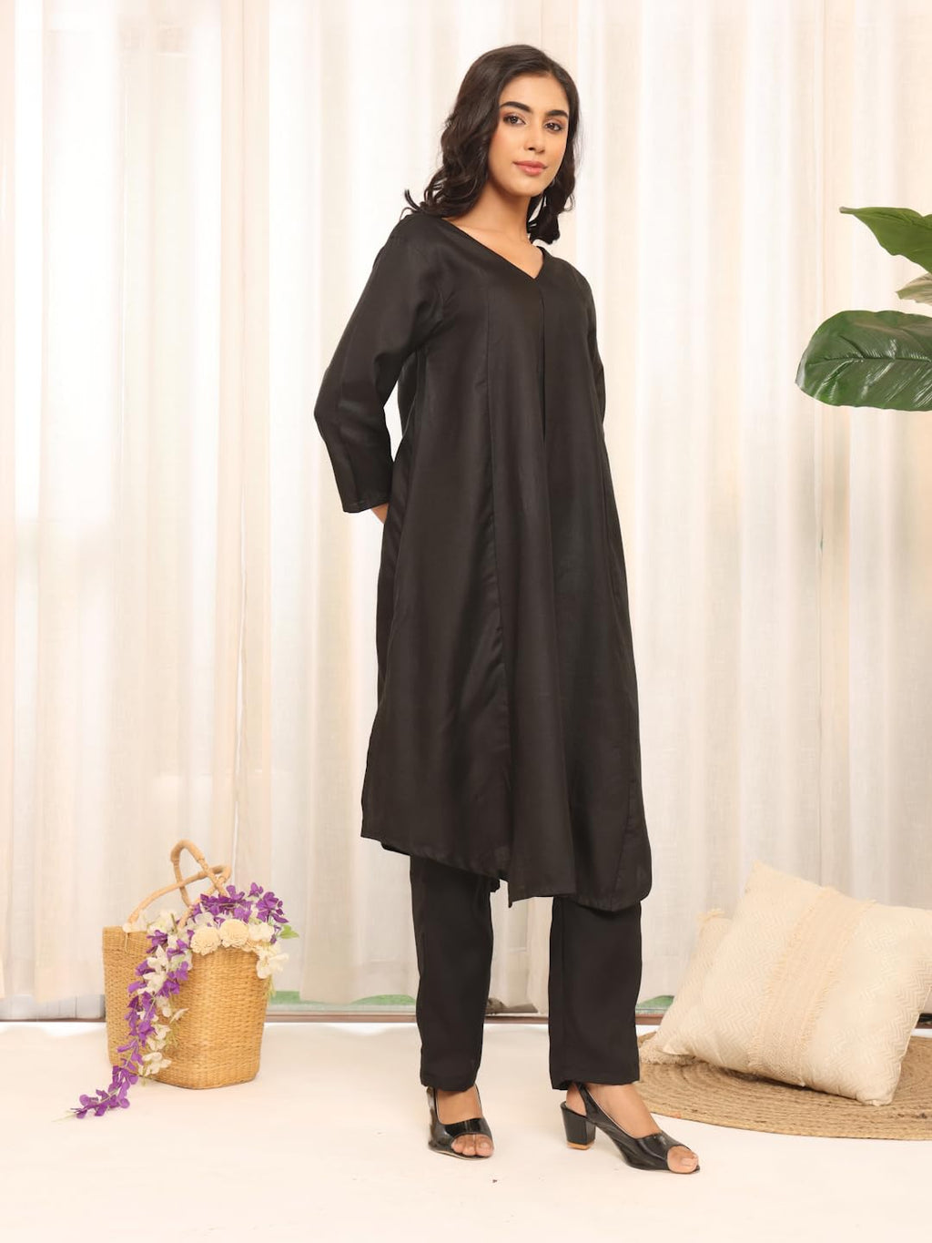 Varanga WomenS Violet Strap Kurta With Tonal Bottom & Printed Dupatta  Round Neck, Side Slit Design, Stylish & Comfortable