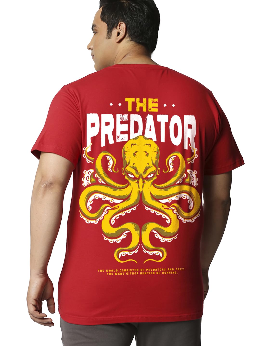 Bewakoof Mens Graphic Print Regular Fit Half Sleeve Round Neck Cotton Jersey Plus Size T-Shirt_657180_Red_4XL