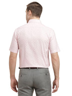 Turtle Men 100% Cotton Regular Fit Light Pink Printed Half Sleeve Formal Shirt