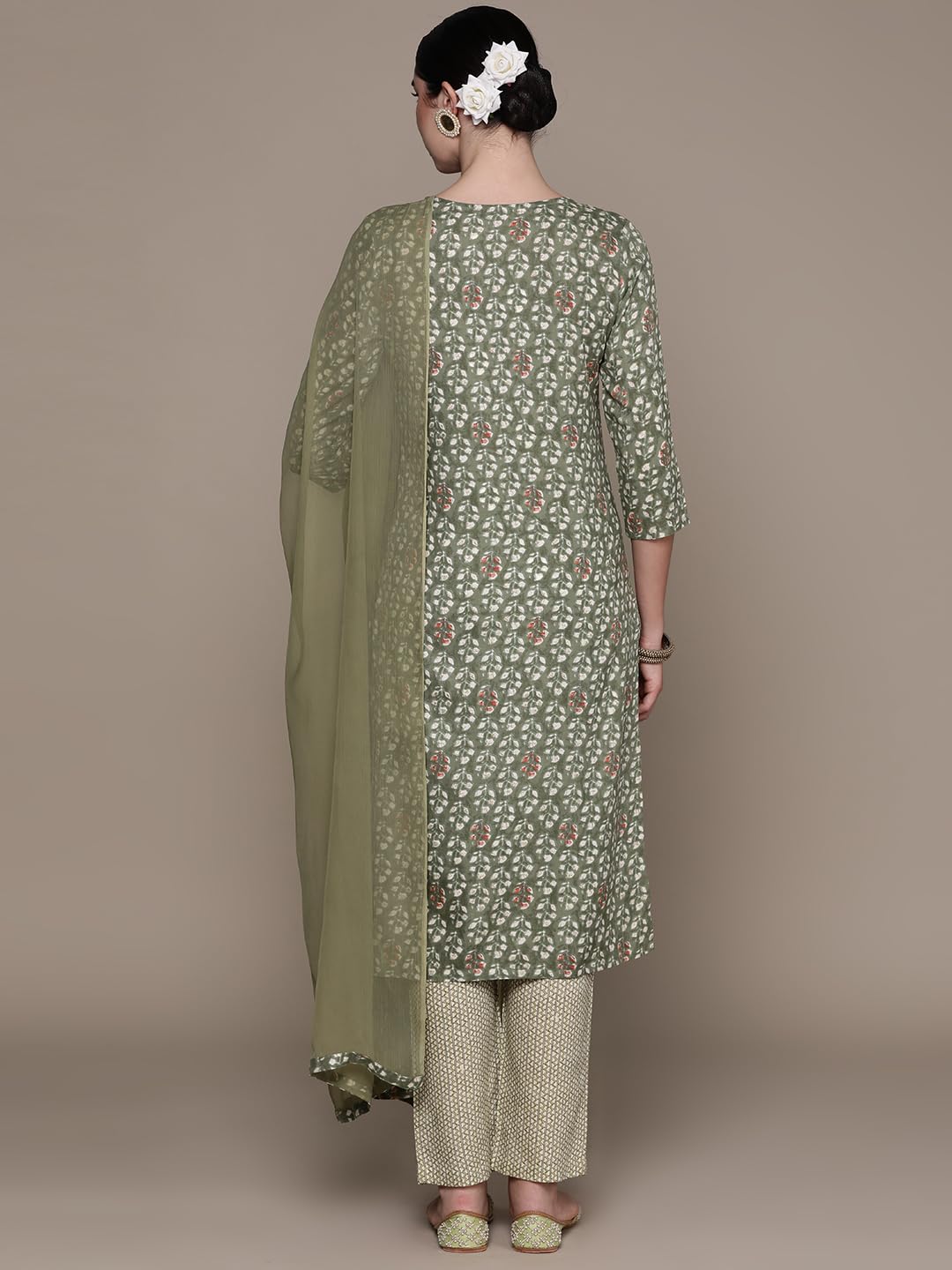 Anubhutee Women'S Viscose Rayon Printed Mauve Straight Kurta Suit Set With Pants