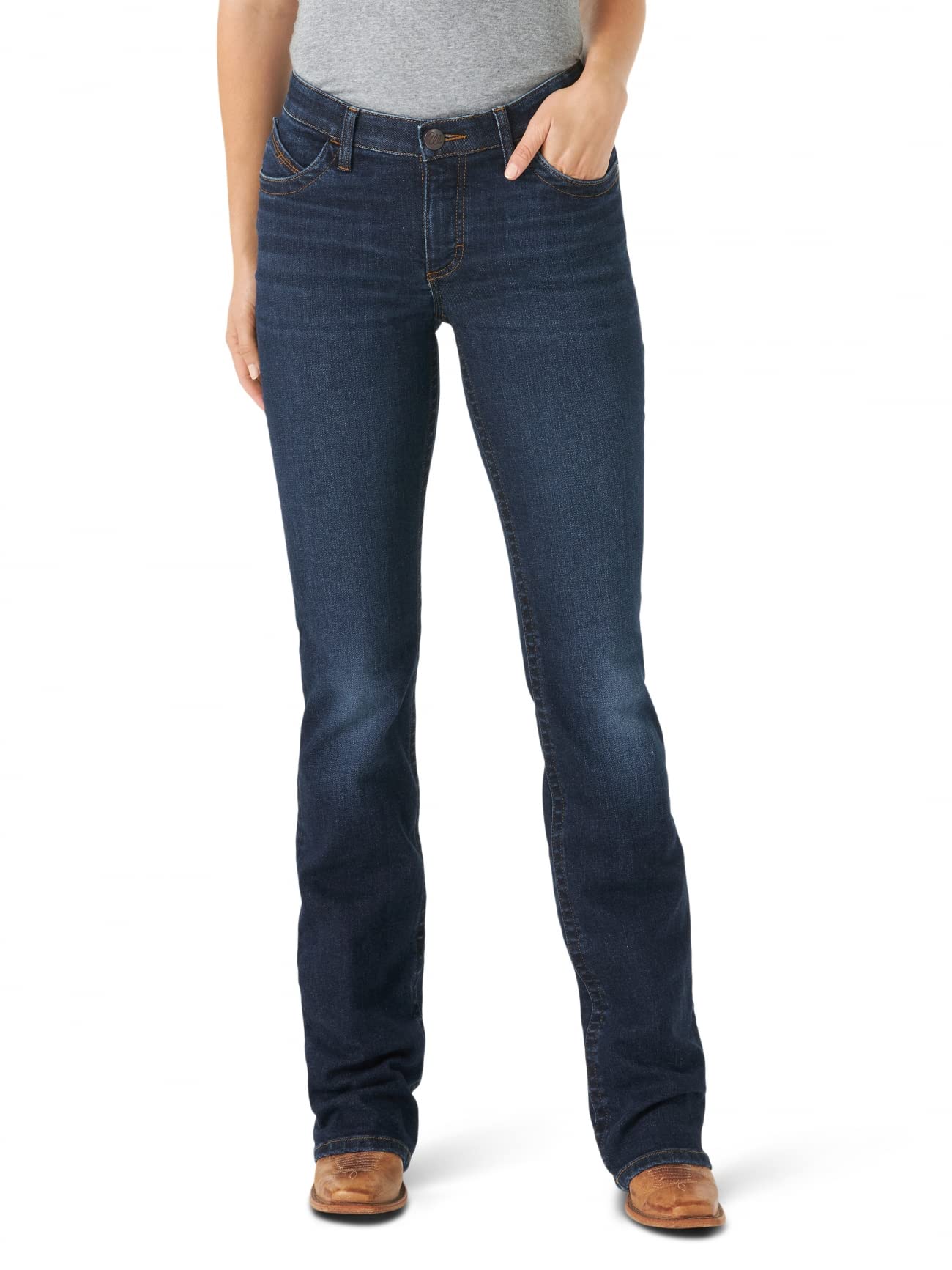Wrangler Women's Willow Mid Rise Performance Waist Boot Cut Ultimate Riding Jean, Maggie, 7-36