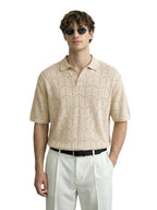 The Indian Garage Co Mens Oversized Fit Textured Half Sleeves Neck Flat Knit Sweater
