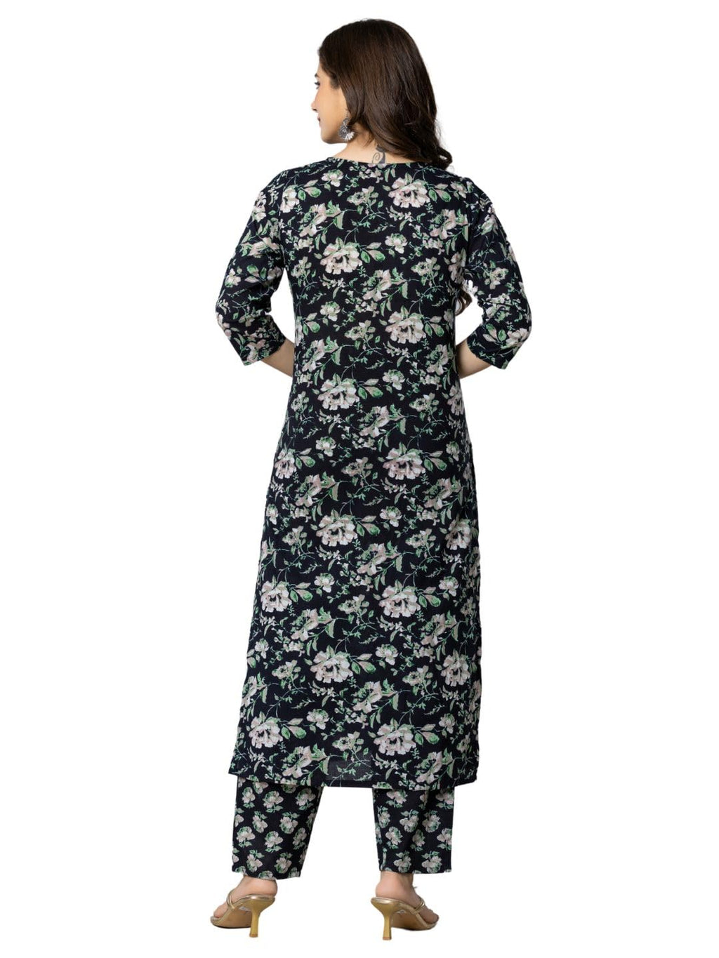rytras Womens Cotton Embroidered Straight Kurta with Palazzo Pant and Dupatta