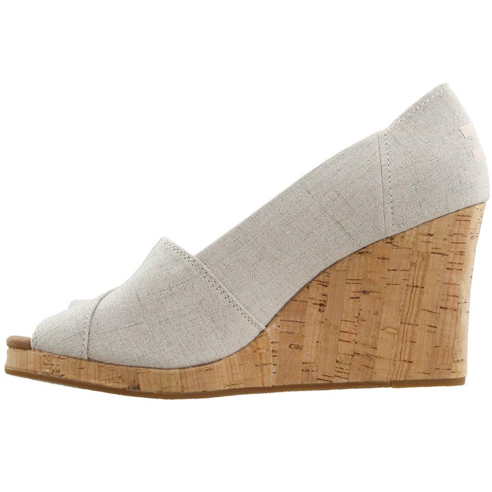 TOMS Women's Classic Espadrille Wedge Sandal, Natural Crosshatch Jacquard, 7.5