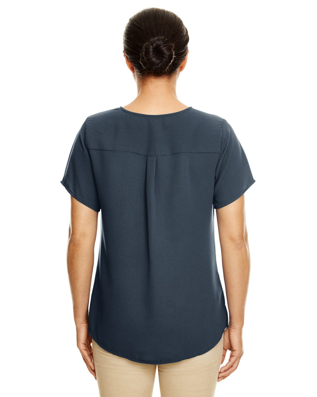 Ladies Perfect FitShort-Sleeve crepe Blouse - BLAcK - XS(D0102H7NITT)