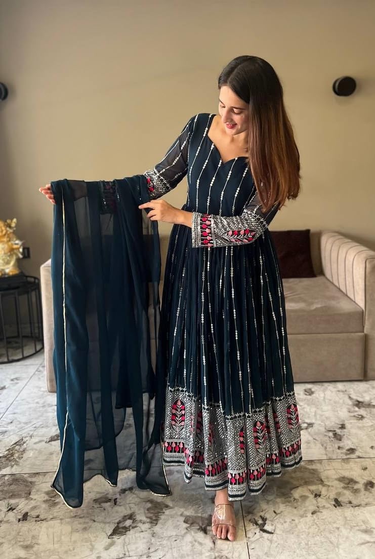 Fashion Basket WomenS Georgette Anarkali Dress
