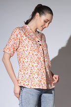 Leriya Fashion Tops For Women || Rayon Floral Printed Shawl Collared Fancy Button Neck || Shirt Style Western Top For Girls || I