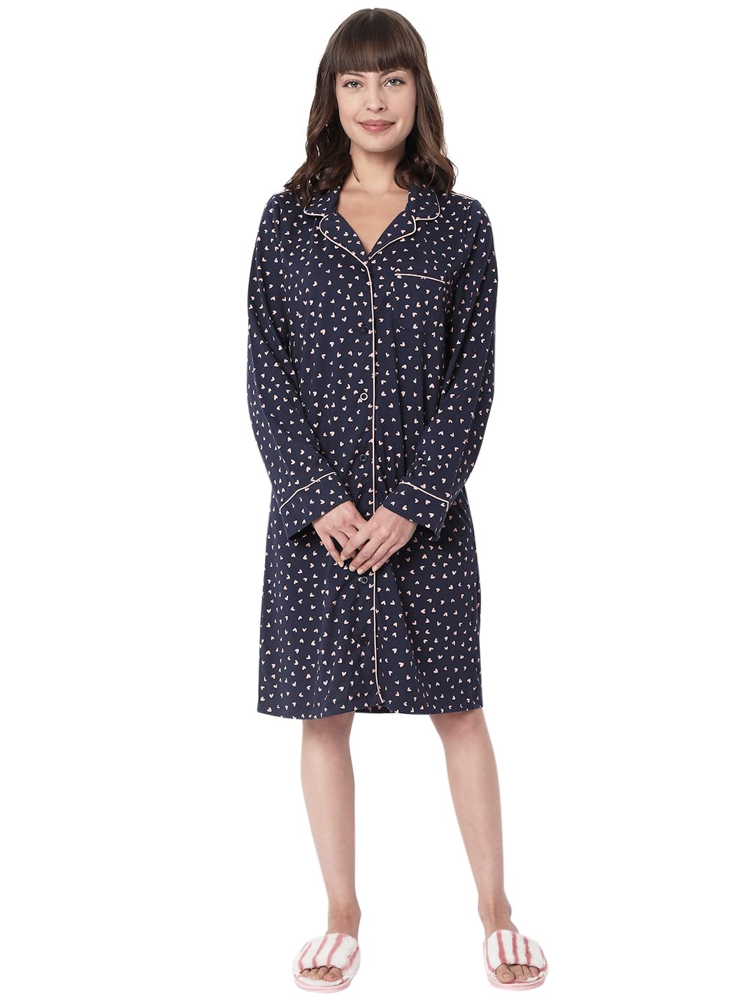 Vero Moda WomenS Cotton Casual Nightgown (10272867-Black Iris_Black S)