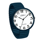Blekon Collections New Super Large Face Stretch Band Japanese Movement PC21J Fashion Watch (Teal)