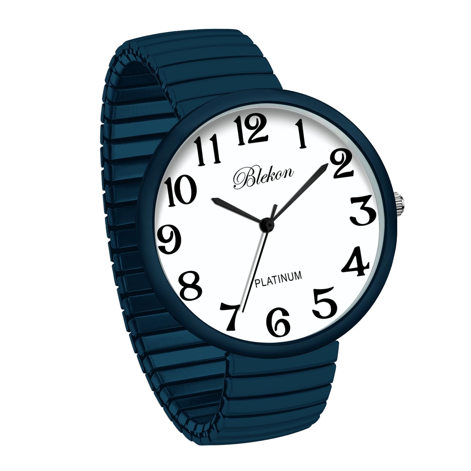 Blekon Collections New Super Large Face Stretch Band Japanese Movement PC21J Fashion Watch (Teal)