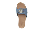 Dr. Scholl's Womens Nice Iconic Flat Sandal Blue Denim 10 M