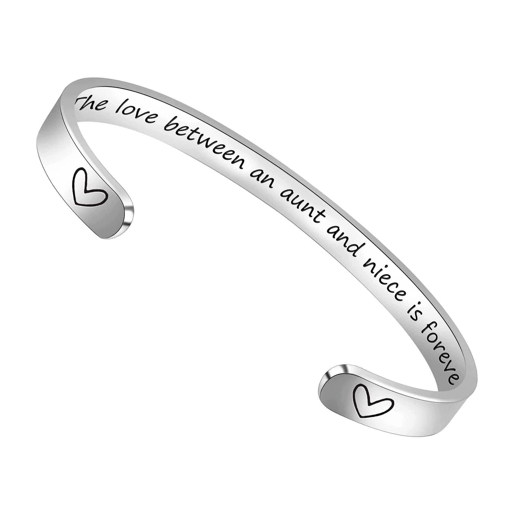 Btysun Stainless Steel Cuff Bracelet for Women, Niece Gifts from Aunt, Promise Quotes Engraved Bracelets, Birthday Christmas Jew