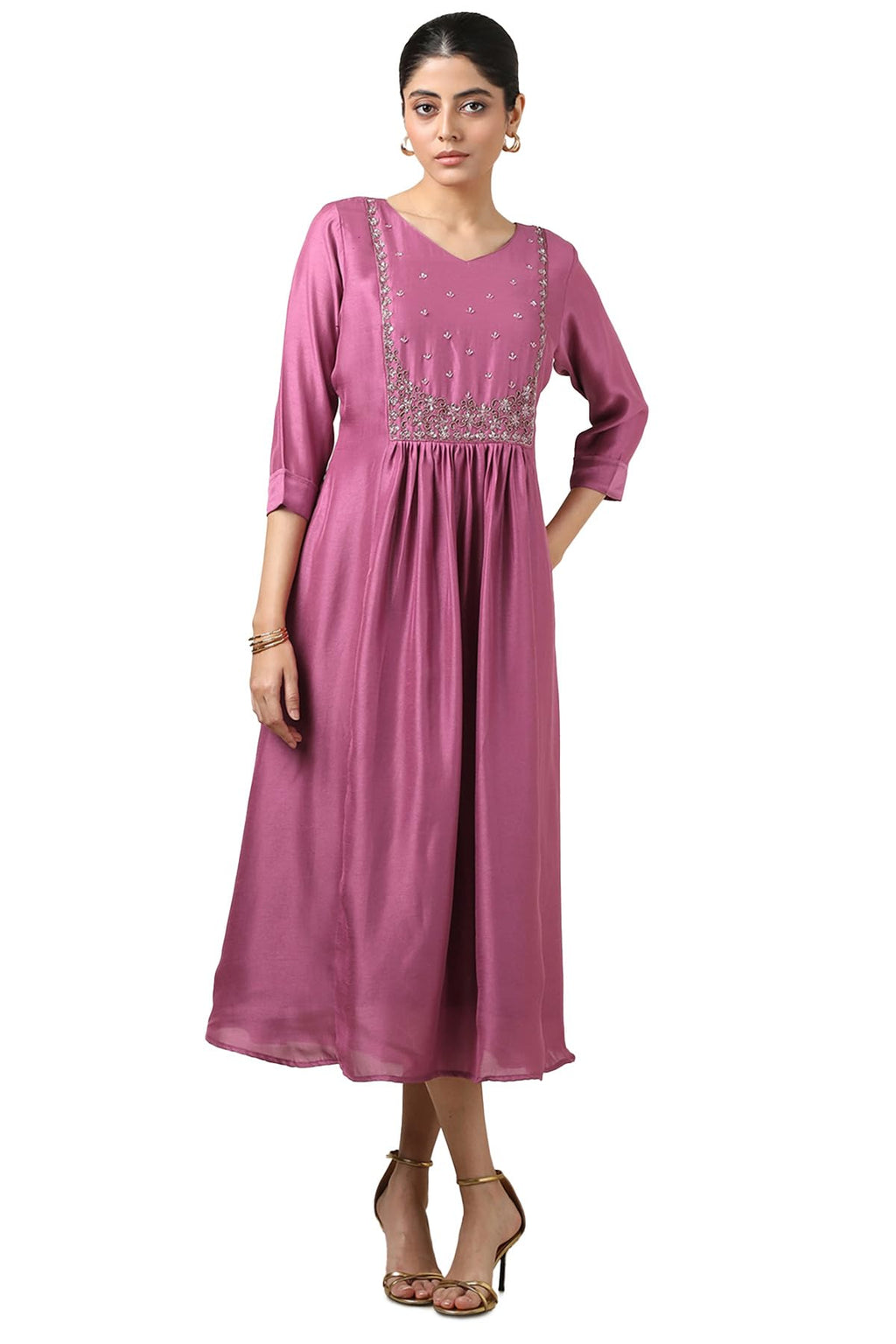 Soch Women Solid Dress with Cutdana