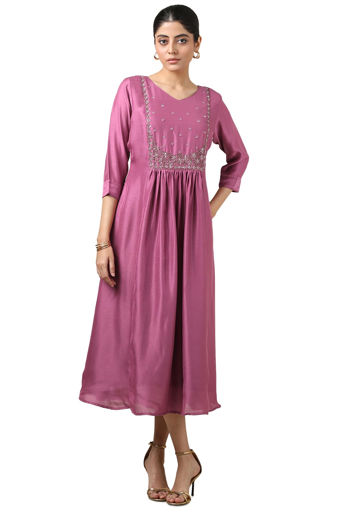 Soch Women Solid Dress with Cutdana