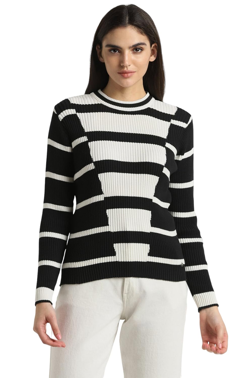 Allen Solly Women Regular Fit Striped Casual T-Shirt