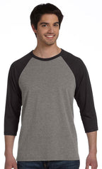Unisex 34-Sleeve Baseball T-Shirt - gRY cHR BLK TRB - S(D0102H7WgD2)
