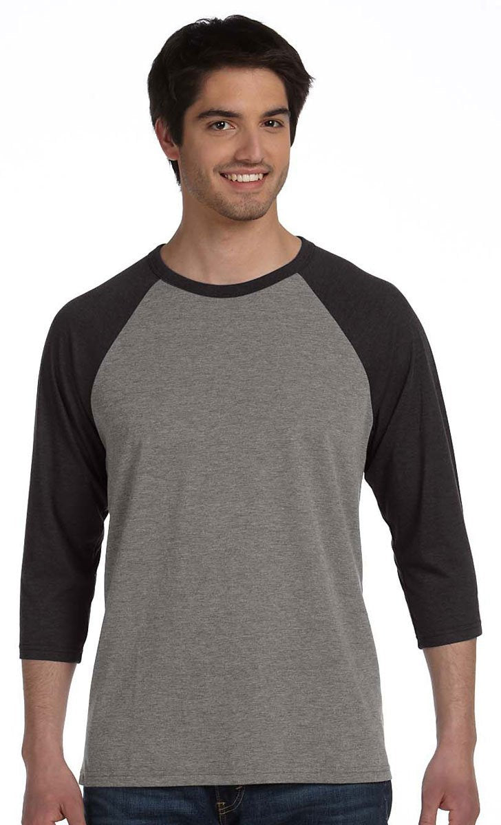 Unisex 34-Sleeve Baseball T-Shirt - gRY cHR BLK TRB - S(D0102H7WgZX)