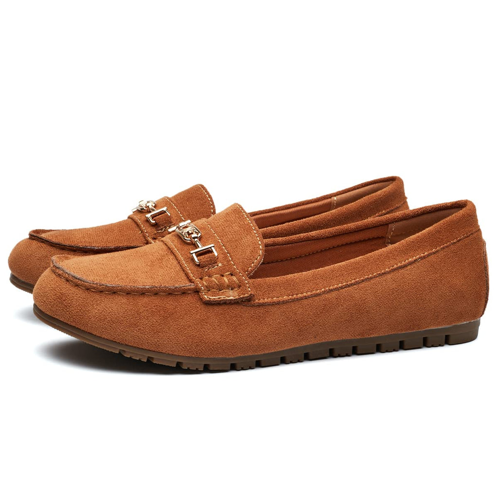 DeYashopin Women's Flats Shoes Leisure Slip On Comfort Boat Shoes Microfiber(camel-8W)
