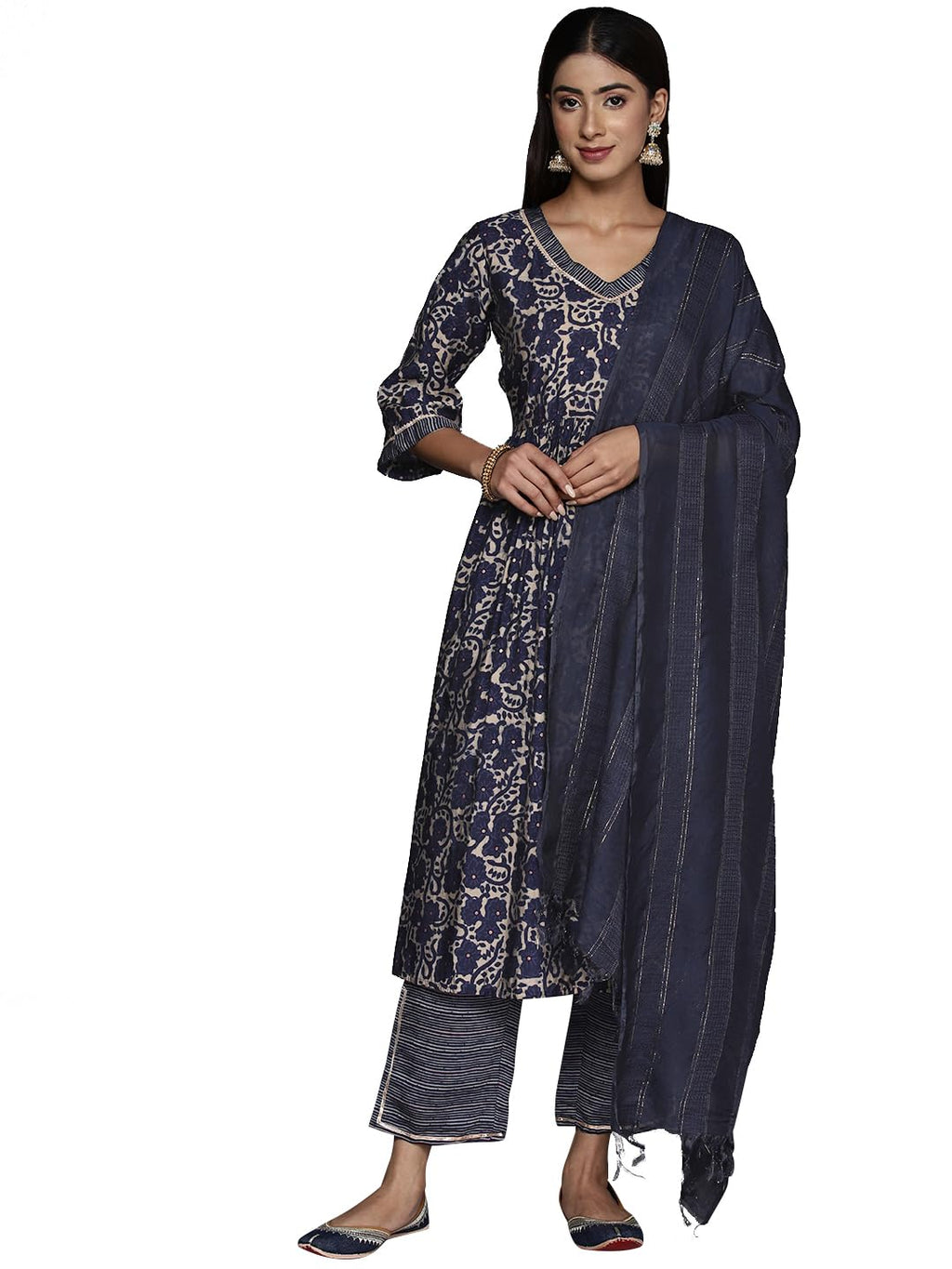 Libas WomenS Silk Blend Kurta Sets (34649_Blue