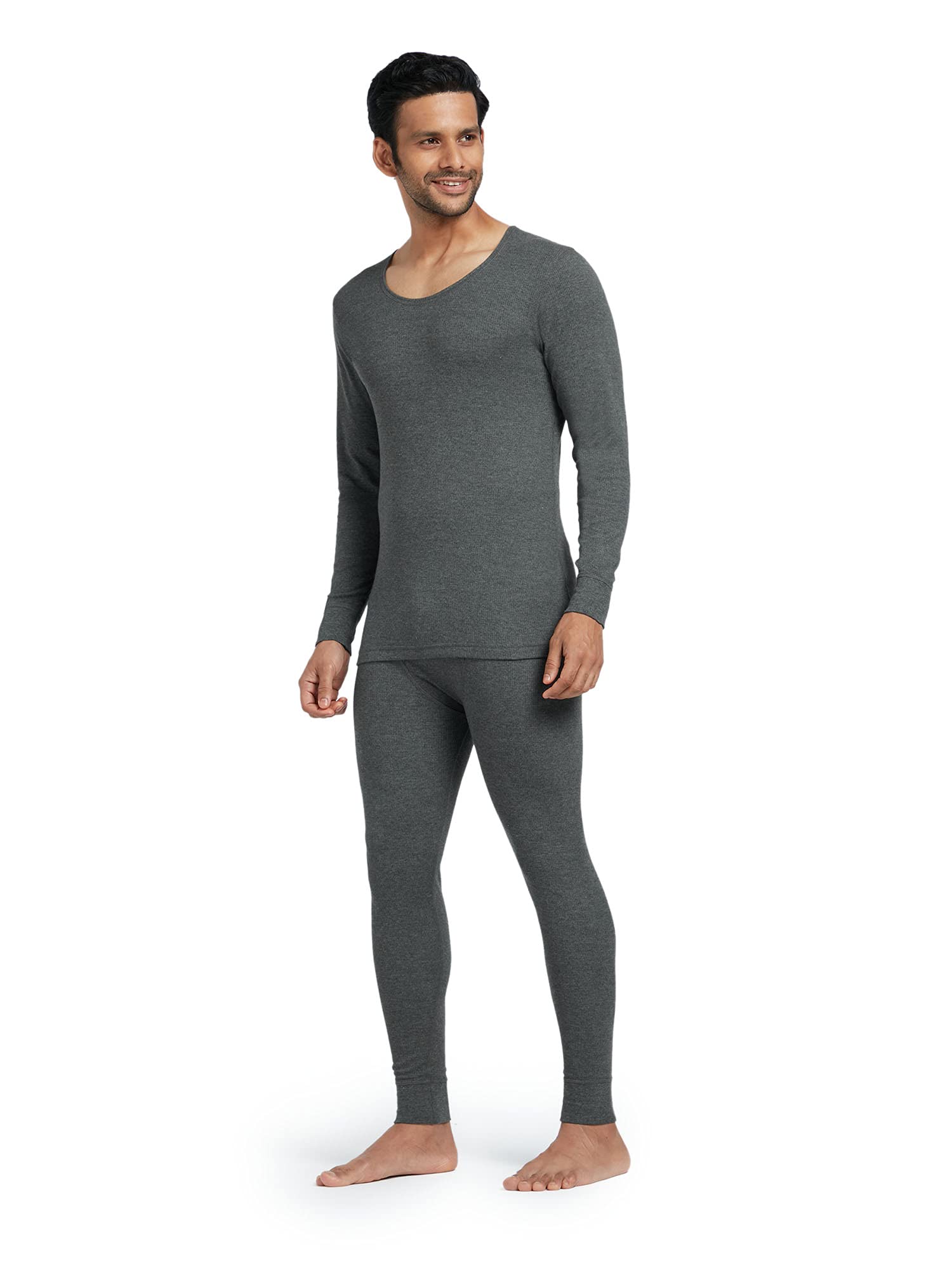 XYXX Mens Thermal Set | Antibacterial, Skin Friendly with Superior Heat Retention | Slim Fit Solid Alpine IntelliHeat Thermal S