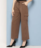 Aarika Girls Casual Wear Brown Colour Solid Nylon Pant (9-13 Years)
