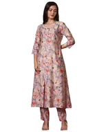 ANNI DESIGNER Womens Rayon Blend Straight Printed Kurta with Pant (Bhaskar Lavender_L_Lavender_Large)
