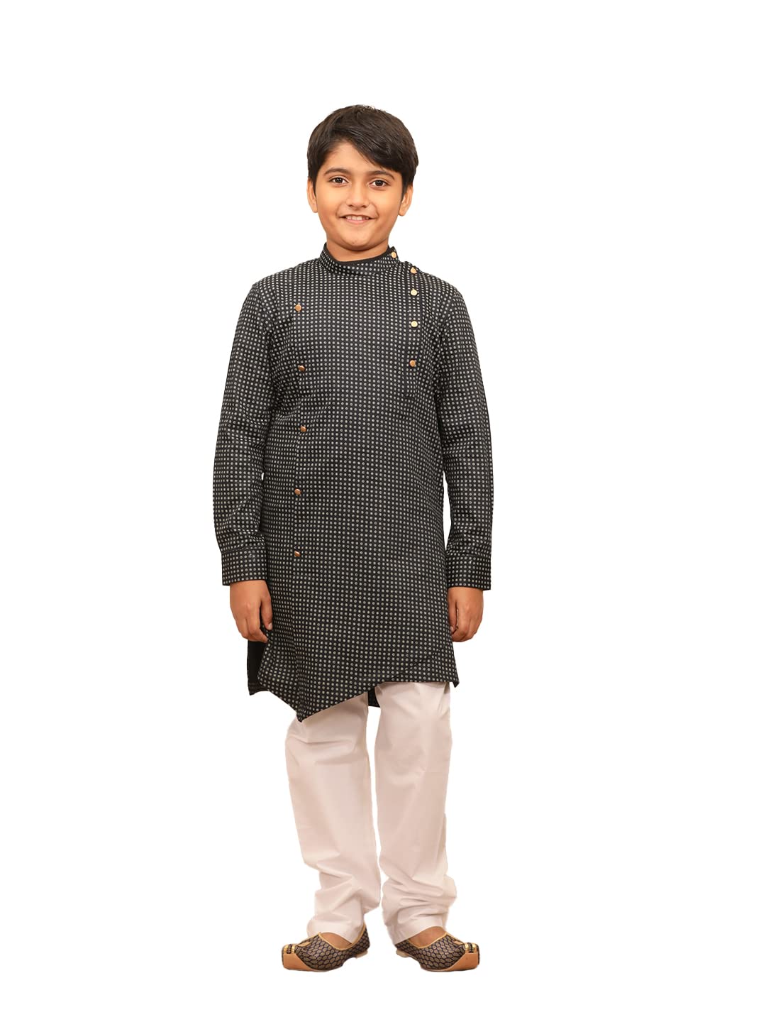 Manyavar KidS Blended Cotton Boota Design Kurta Pajama Set(10-12 Years)