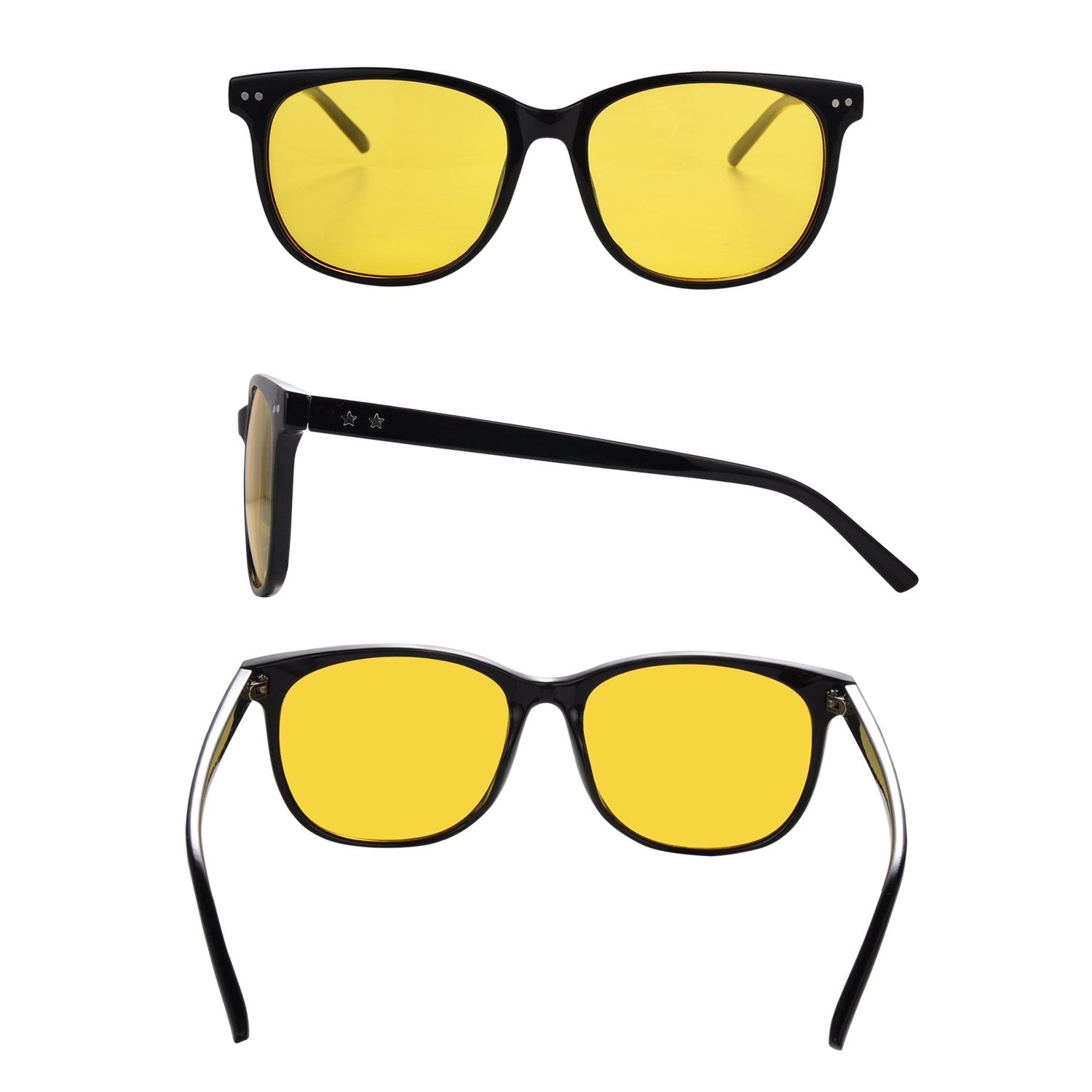 Night Vision Driving Glasses Polarized Anti-glare Clear Sun Glasses Men & Women Fashion (Black-1, 56)