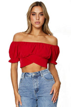 Shasmi Womens & Girls Red Beshop Sleeve, Sweet Heart Neck, Lace Pullover Blouse Tops for Women/Tops, T-Shirts for Girls (TOP 7