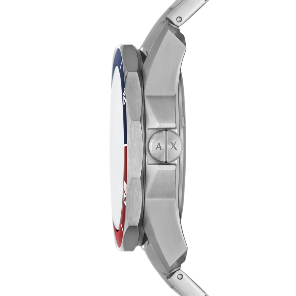 A|X ARMANI EXCHANGE Men's Three-Hand Date Silver-Tone Stainless Steel Bracelet Watch (Model: AX1955)