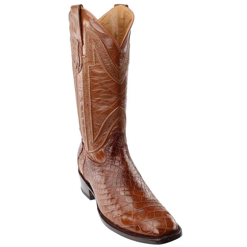 Ferrini 1077102130D 13 D Mens Belly Alligator D Toe Boots - Cognac