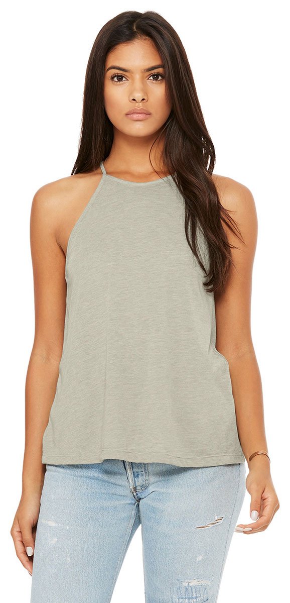 Ladies Flowy High Neck Tank - WHITE - S(D0102H7W3LJ)