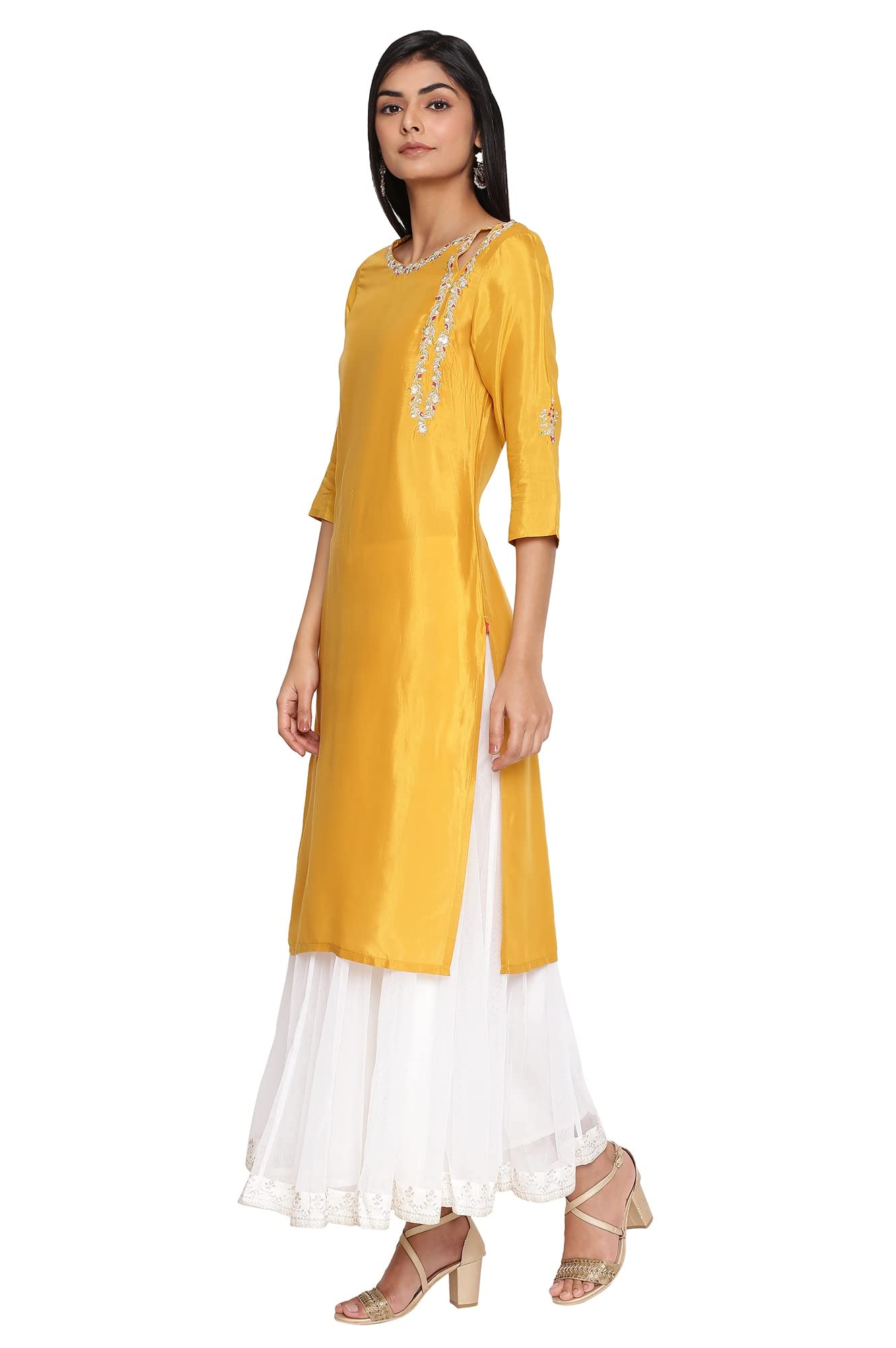 W For Woman Viscose Women Straight Kurta With Embroidery