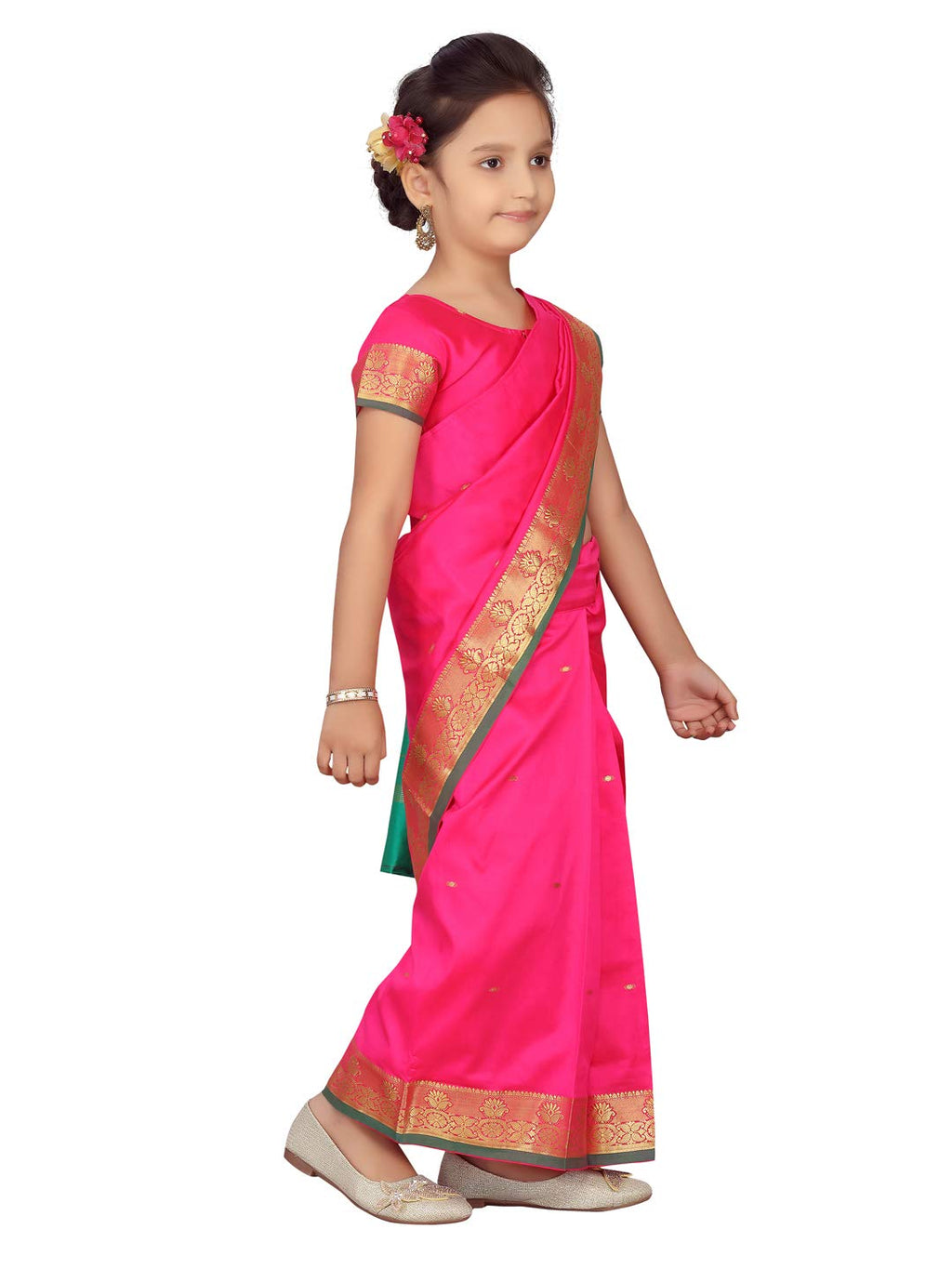 Aarika Girls Rani Colour Saari (Sr-20690-Rani-36)