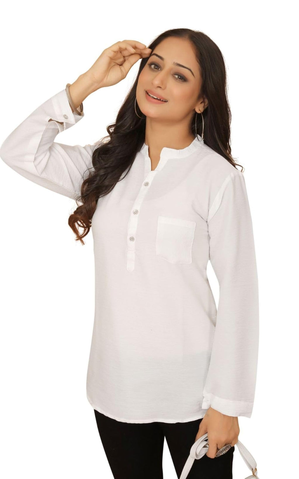Kesudi Women Solid Tunic Top - Jeans Top - Fully Stitched Full Sleeve - Solid Color - Regular Fit - Office Wear Festival - Tunic