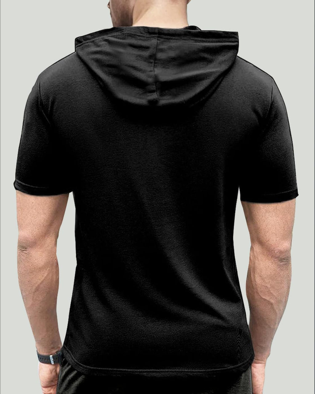 Noble Monk MenS Regular Fit Hoodie |Half Sleeves |Hooded Neck T-Shirt For Men Black