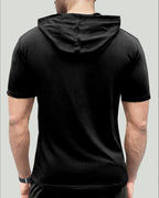Noble Monk MenS Regular Fit Hoodie |Half Sleeves |Hooded Neck T-Shirt For Men Black
