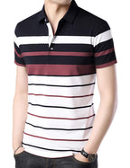 Eyebogler Mens Cotton Blend Casual Polo Neck Half Sleeve Regular Fit Striped Printed Tshirt,Men Best Tshirt, Polo Styles