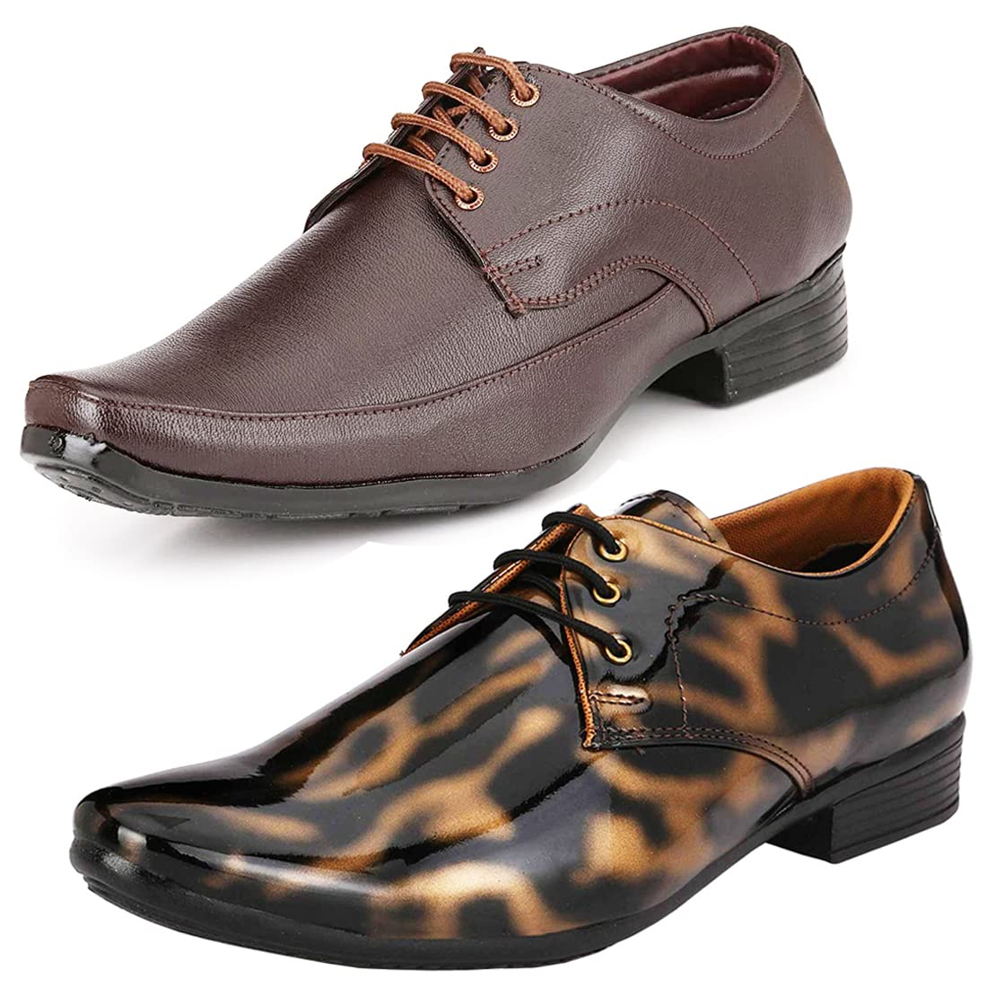 Latest Trendy Formal Shoes/Party Shoes/ 2 Shoes Combo with Free Belt for Men and Boys (BAZAAR7693_VTR01BlkGld005BdrBrwn1Bl 8