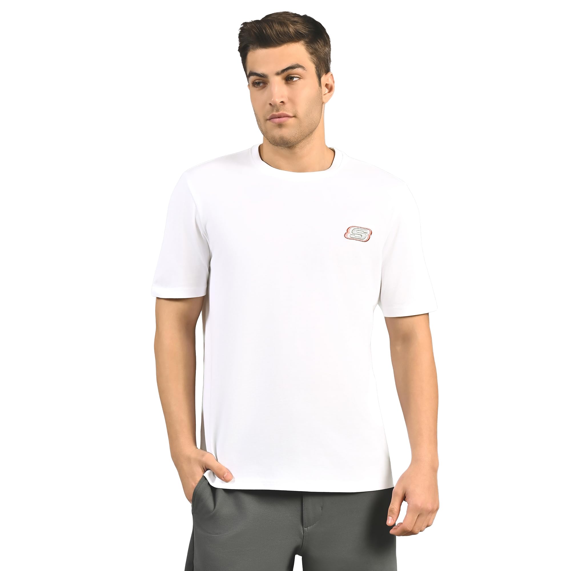 Skechers Men Basic Logo Crew Neck T-Shirt