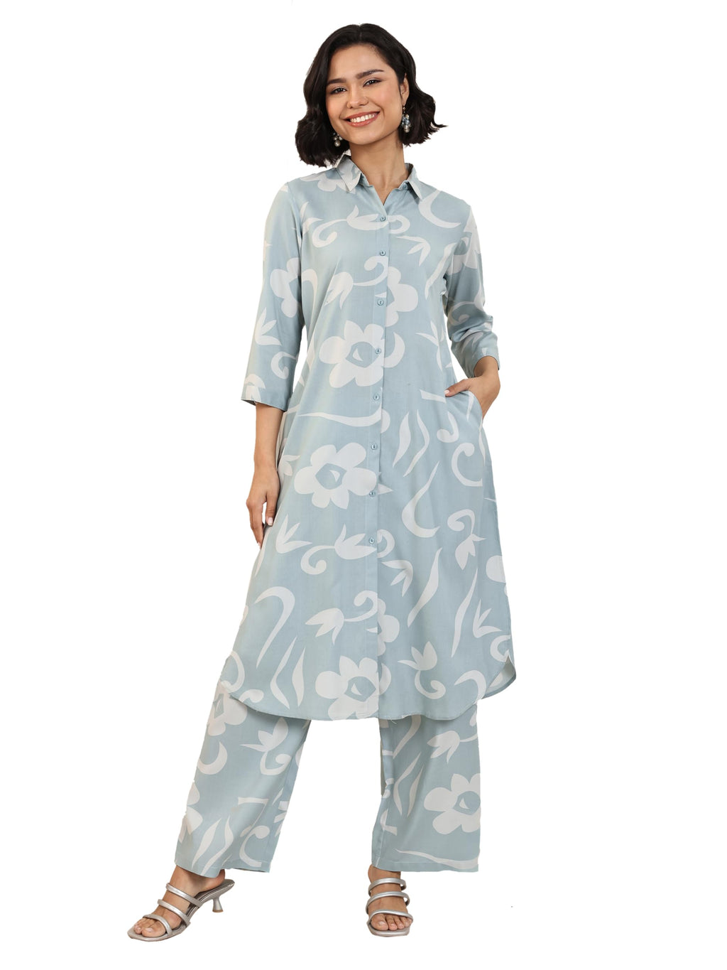 Libas Womens Printed Viscose Straight Kurta With Palazzos