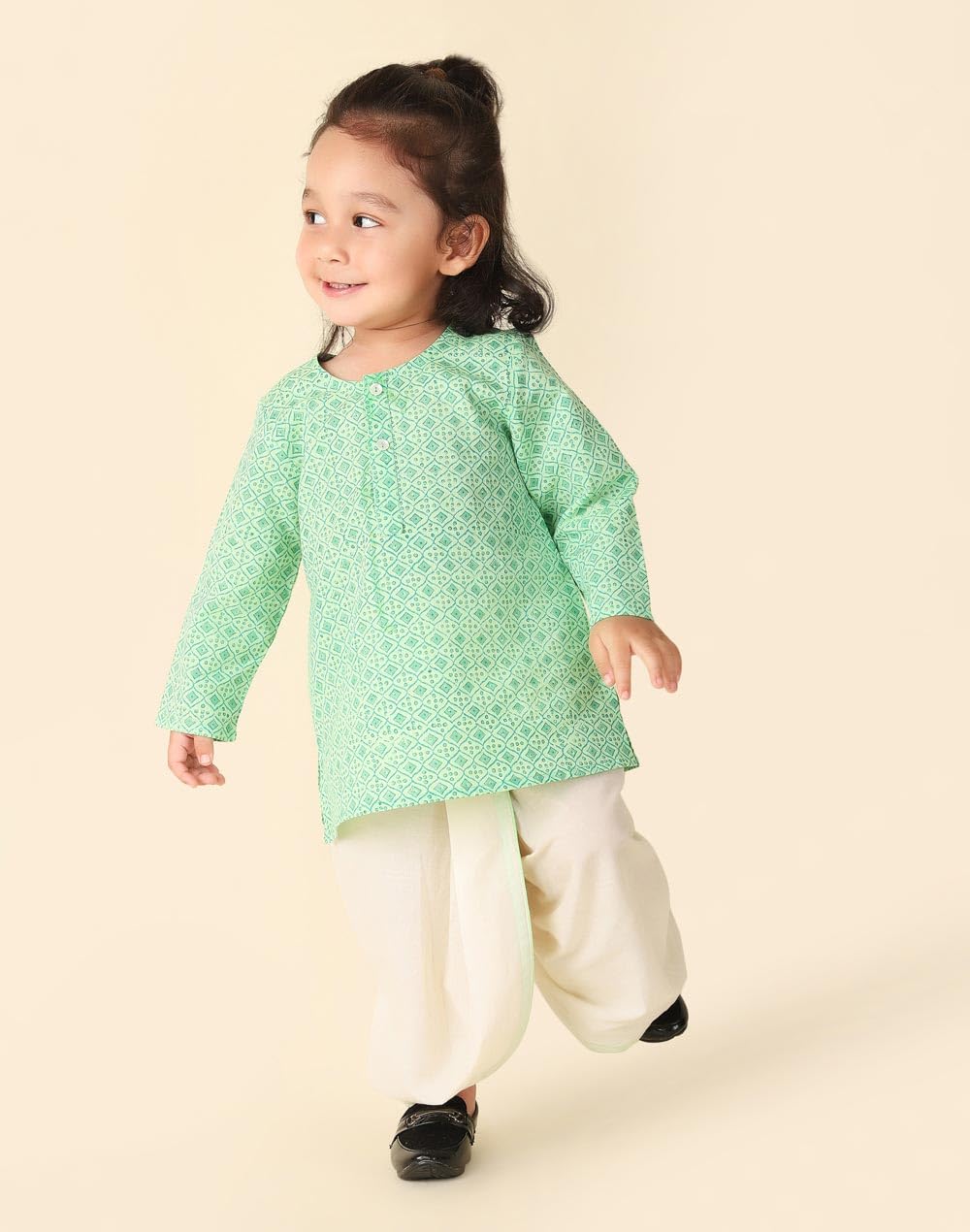 Fabindia Baby Boys Cotton Printed Regular Dhoti Set (1035450LIGHTGREEN_Light Green