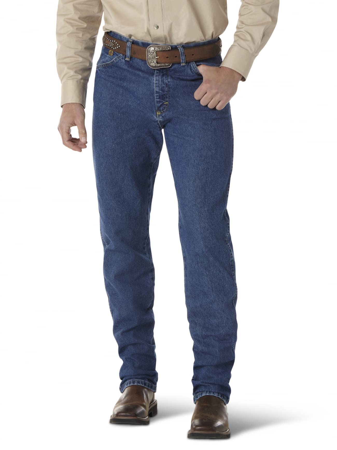 Wrangler Men's George Strait Cowboy Cut Original Fit Jean, Heavyweight Stone Denim, 35W x 32L