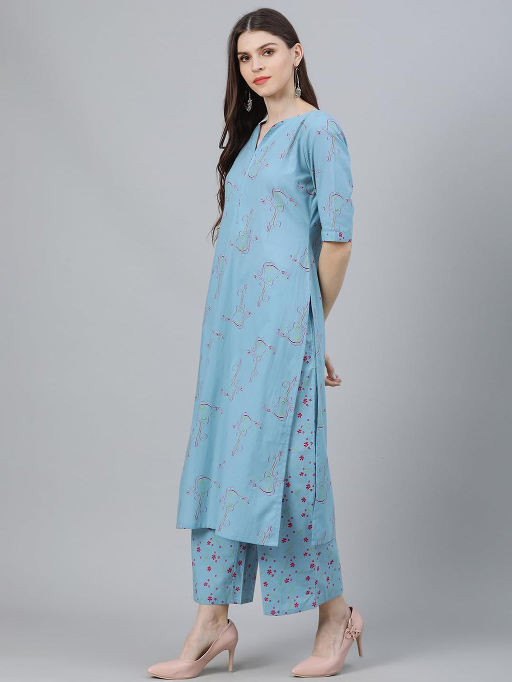 Libas WomenS Cotton Kurta Sets (6909_Blue