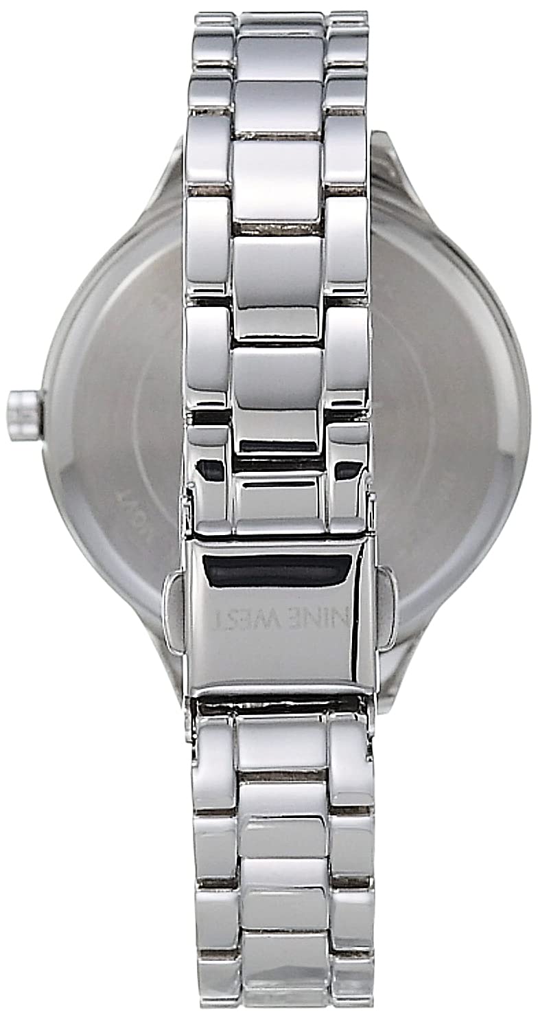Nine West Women Japanese Quartz Dress Watch with Metal Strap, Silver, 12 (Model: NW/2225LPSV)
