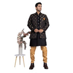 Amzira Baap Beta Indo Western Sherwani Set For Men/Boys - Elegant Design With Intricate Embroidery, Ideal For Festivals, Celebra